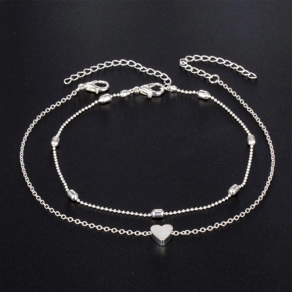 ๐๐Heart Double Horn Dainty Anklet - Picture 4 of 6